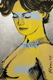 DAVID BROMLEY Nude "Charlotte" Polymer and Silver Leaf on Canvas 90cm x 60cm
