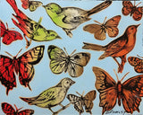 DAVID BROMLEY "Butterflies and Birds" Mixed Media on Card 70cm x 88cm
