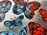 DAVID BROMLEY "Butterflies" Polymer & Silver Leaf Painting on Canvas 60cm x 90cm