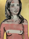DAVID BROMLEY Nude "Katja" Original Polymer & Gold Leaf on Canvas 120cm x 90cm