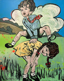 DAVID BROMLEY Children Series "Leapfrog" Polymer on Canvas 150cm x 120cm