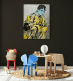 DAVID BROMLEY "Contemplation" Polymer and Silver Leaf on Canvas 120cm x 90cm