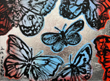 DAVID BROMLEY "Butterflies" Polymer & Silver Leaf Painting on Canvas 60cm x 90cm