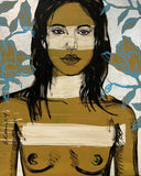 DAVID BROMLEY "Kate" Original, Polymer & Silver Leaf on Canvas 150cm x 120cm