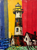 DAVID BROMLEY Children Series "Lighthouse" Polymer on Canvas 120cm x 90cm