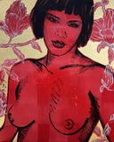 DAVID BROMLEY Nude "Winter" Polymer & Gold Leaf Painting on Canvas 150cm x 120cm