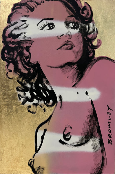 DAVID BROMLEY Nude "Hillary" Polymer and Gold Leaf on Canvas 90cm x 60cm