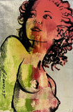 DAVID BROMLEY Nude "Hillary" Polymer and Silver Leaf on Canvas 90cm x 60cm0