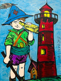 DAVID BROMLEY Children Series "Ahoy There" Polymer on Canvas 120cm x 90cm0