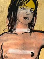 DAVID BROMLEY Nude "Belinda" Polymer and Gold Leaf on Canvas 71cm x 56cm