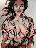DAVID BROMLEY "Megan" Polymer and Silver Leaf on Canvas Painting 122cm x 91.5cm0