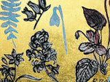 DAVID BROMLEY "Flowers" Polymer & Gold Leaf Painting on Canvas 60cm x 90cm2