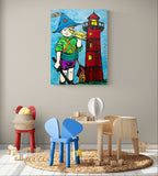 DAVID BROMLEY Children Series "Ahoy There" Polymer on Canvas 120cm x 90cm3