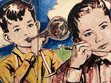 DAVID BROMLEY Children Series "The Young Author" Polymer on Canvas 61cm x 122cm1
