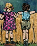 DAVID BROMLEY Children Series "Over The Fence" Polymer on Canvas 150cm x 120cm