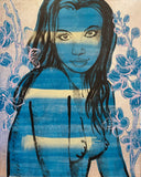 DAVID BROMLEY "Rosie" Polymer & Silver Leaf Painting on Canvas 150cm x 120cm0