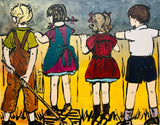 DAVID BROMLEY Children Series "Over The Fence" Polymer on Canvas 114cm x 146cm0