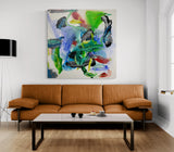 GRAHAM KUO "Green Lights" Original, Mixed Media on Canvas Painting 152cm x 152cm2