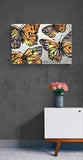 DAVID BROMLEY "Butterflies" Polymer & Silver Leaf Painting on Canvas 60cm x 90cm3