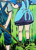 DAVID BROMLEY "Over The Fence" Original Polymer Painting on Canvas 90cm x 60cm2