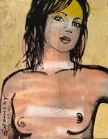 DAVID BROMLEY Nude "Belinda" Polymer and Gold Leaf on Canvas 71cm x 56cm