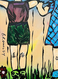 DAVID BROMLEY "Over The Fence" Original Polymer Painting on Canvas 90cm x 60cm2