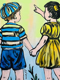DAVID BROMLEY "Holding Hands" Original Polymer Painting on Canvas 90cm x 60cm1