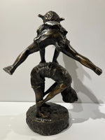 DAVID BROMLEY "Leapfrog (Girl)" Hand Signed, Cast Bronze Sculpture on Base