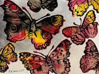 DAVID BROMLEY "Butterflies" Polymer & Silver Leaf on Canvas 150cm x 180cm