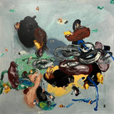 GRAHAM KUO "Black Stone" Original, Mixed Media on Canvas Painting 152cm x 152cm0
