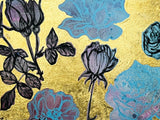 DAVID BROMLEY "Floral Beauty" Polymer & Gold Leaf Painting on Canvas 60cm x 90cm2