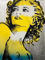DAVID BROMLEY Nude "Hillary" Polymer and Silver Leaf on Canvas 90cm x 60cm