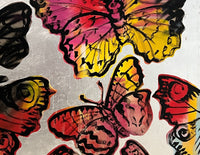 DAVID BROMLEY "Butterflies" Polymer & Silver Leaf on Canvas 150cm x 180cm