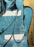 DAVID BROMLEY Nude "Carolyn" Polymer and Gold Leaf on Canvas 90cm x 60cm