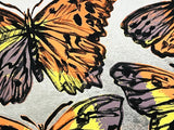 DAVID BROMLEY "Butterflies" Polymer & Silver Leaf Painting on Canvas 60cm x 90cm2