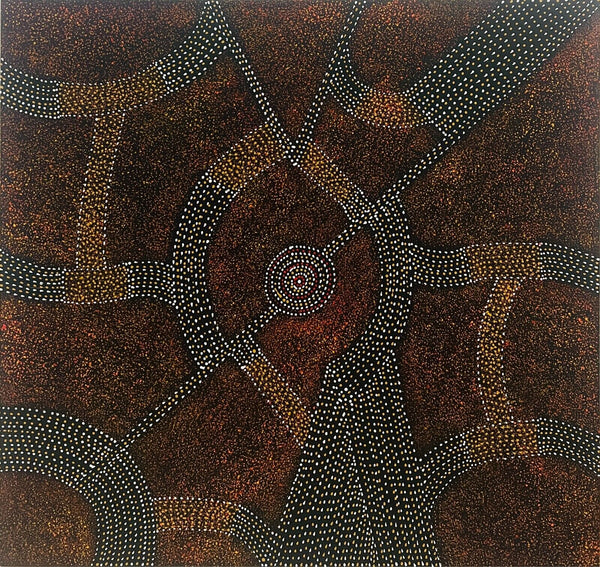 ROSEANNE MORTON PETYARRE "Bush Seeds" Signed Acrylic on Canvas 87cm x 92cm