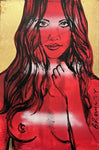 DAVID BROMLEY Nude "Katie-Mac" Polymer and Gold Leaf on Canvas 90cm x 60cm