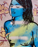 DAVID BROMLEY "Belinda" Polymer & Silver Leaf Painting on Canvas 150cm x 120cm0