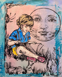 DAVID BROMLEY Children Series "Man In The Moon" Polymer on Canvas 150cm x 120cm0