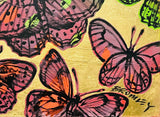 DAVID BROMLEY "Butterflies" Polymer & Gold Leaf Painting on Canvas 60cm x 90cm2