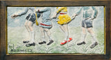 DAVID BROMLEY Children Series "School Fun" Polymer on Plaster 24cm x 48cm0