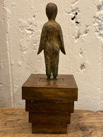DAVID BROMLEY "Penguin Girl" Signed, Cast Bronze Maquette Sculpture and Base