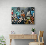 DAVID BROMLEY Children Series "On The Fence" Polymer on Canvas 90cm x 120cm3
