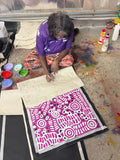 DORA MBITJANA "Awelye & Bush Melon" Signed Acrylic on Canvas 112cm x 58.5cm1