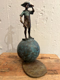 DAVID BROMLEY "Pirate Play" Signed, Cast Bronze Maquette Sculpture and Base0
