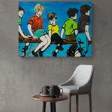 DAVID BROMLEY Children Series "On The Fence" Polymer on Canvas 90cm x 120cm3