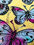 DAVID BROMLEY "Butterflies" Polymer & Gold Leaf Painting on Canvas 90cm x 60cm2