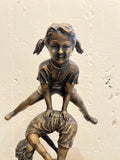 DAVID BROMLEY "Leapfrog (Girl)" Hand Signed, Cast Bronze Sculpture on Base1