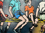DAVID BROMLEY Children Series "On The Fence" Polymer on Canvas 90cm x 120cm2