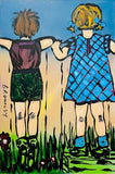 DAVID BROMLEY "Over The Fence" Original Polymer Painting on Canvas 90cm x 60cm0